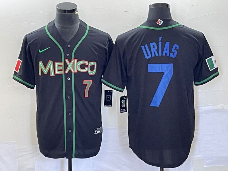 Men 2023 World Cub Mexico #7 Urias Black blue Nike MLB Jersey6